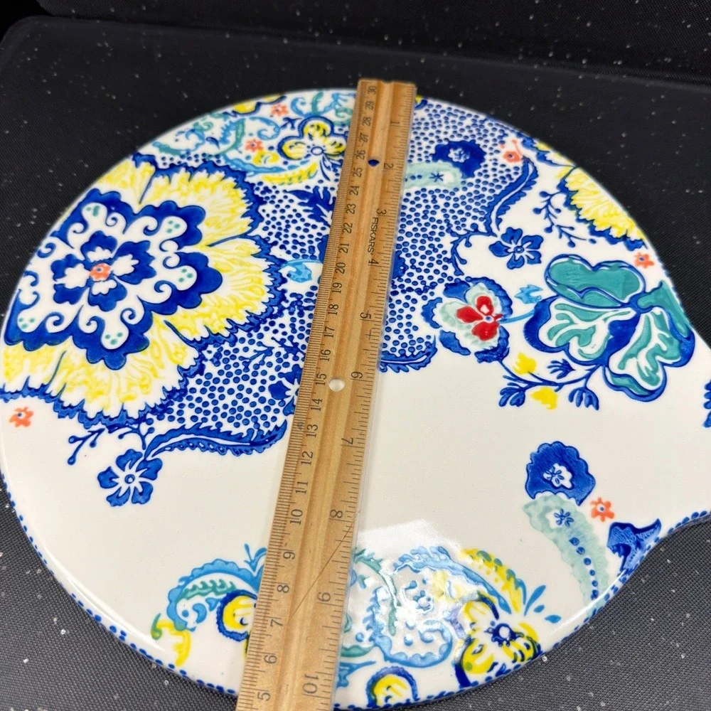 Anthropologie Jardin Fleuri Stoneware Cheese Board Floral Paisley ServingPlatter